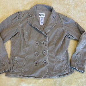 Levi Strauss Signature Corduroy Jacket Peacoat 6 Button Tan Y2K Preppy Boho XL